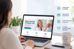 Trustworthy audiology website on laptop